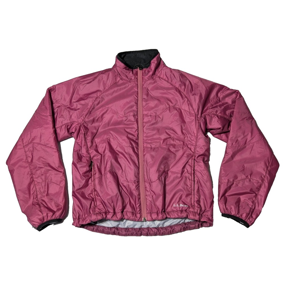 L.L. BEAN PRIMALOFT Women Medium REG Burgundy Nylon Zip Windbreaker Jacket‎